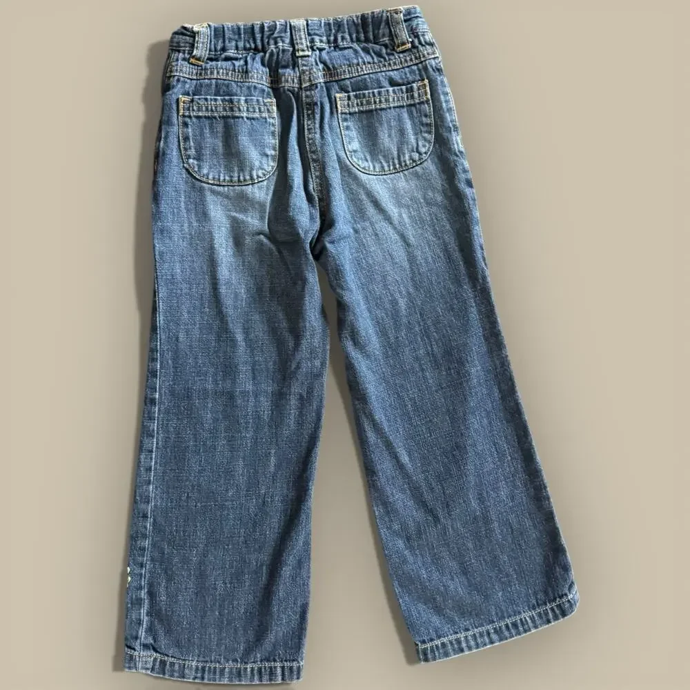 Vtg Y2K Gymboree Spring Alligator Flower Jeans Embroidered XS 5t Spring 2008